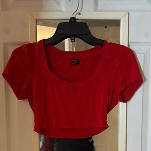 SHEIN Bold Red V-Neck Crop Top